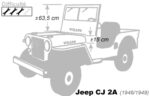 Capota de vinilo negro para Jeep 4x4 CJ 2A del 1946-1949 medidas